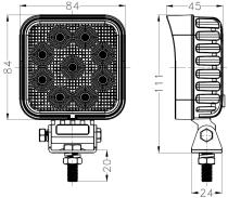 9Leds 20W LED Work Floodlight