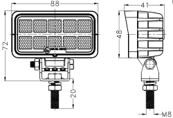 8W 3.5inch 10Leds Rect LED Work Light