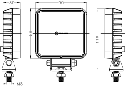 3.5inch 16leds LED Work Light Square