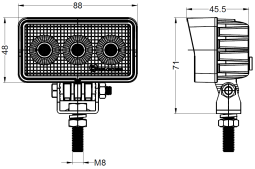 9W 3Leds Square lamp housing LED Work Light