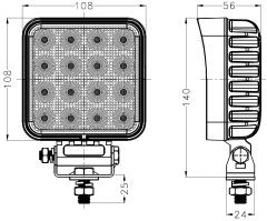 4.3inch 16Leds Square lamp housing LED Work Spotlight