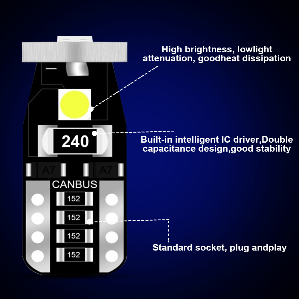 T10 12V 3W 3030 3SMD LED Bulbs Side Marker Lamp Indicator Dashboard Bulbs