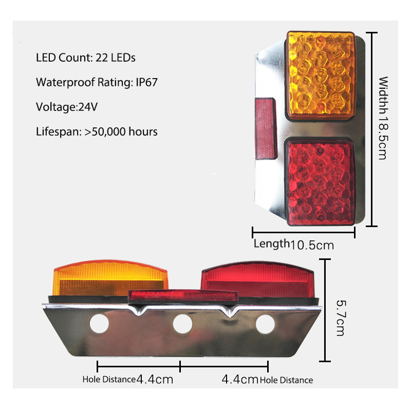 Truck 24V 2 Colored 22LED Tail Light YN-TLC65