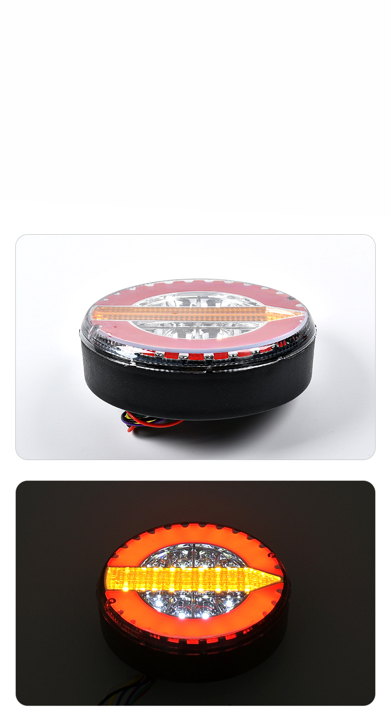 24V LED Flowing Hamburger 4-Inch Round Tail Light YN-TLC140