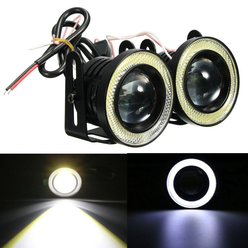 WDL 2.5Inch 15W 12V COB LED Projector Automobile Fog Lamp White Angel Eye Halo Daytime Running Lamp DRL Projector Lamp