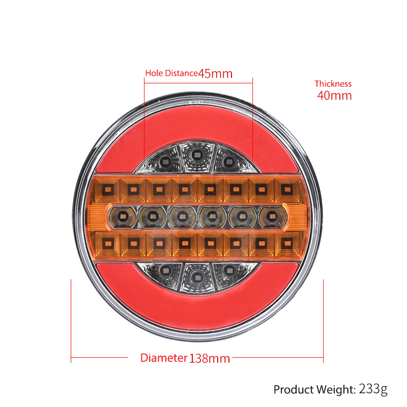 12V/ 24V Flowing Round 4Inch LED Truck Tail Light YN-TLC105