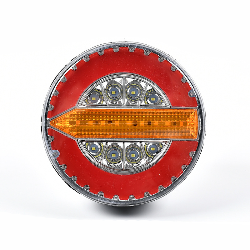 24V LED Flowing Hamburger 4-Inch Round Tail Light YN-TLC140