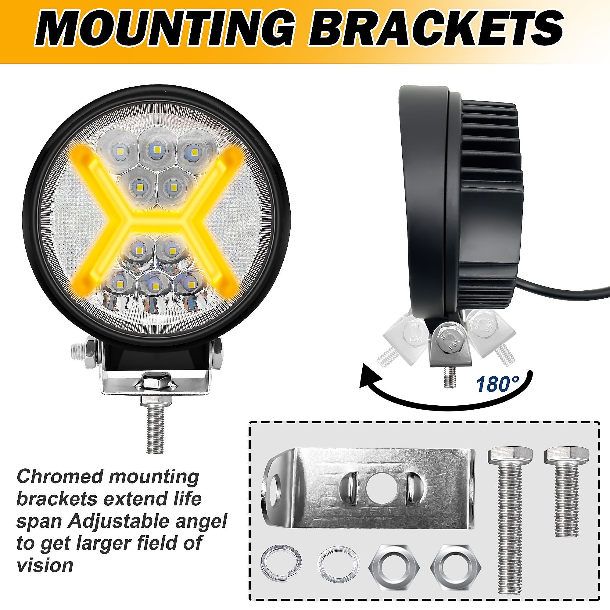  4.5 Inch 30W Round LED Work Lights for Motorbikes SUVs Excavators ships 