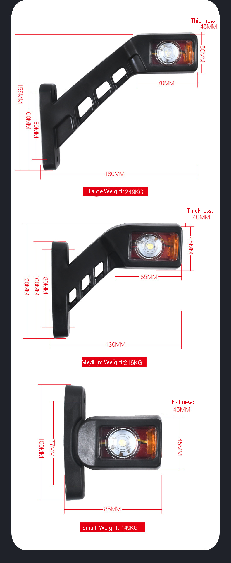 Flexible Rubber Side Light 24VLED YN-SLC16-S / YN-SLC16-M / YN-SLC16-L