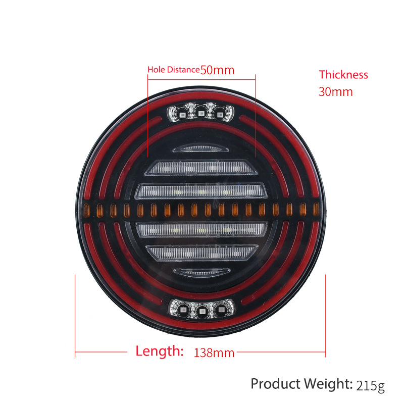 12V/24V Round Flowing Guiding LED Truck Tail Light YN-TLC89
