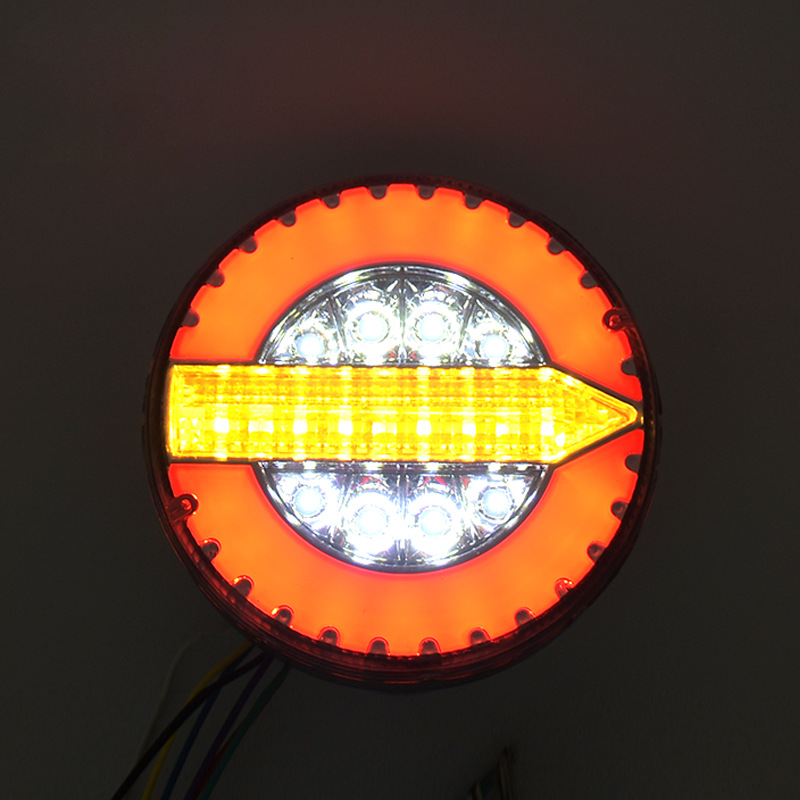 24V LED Flowing Hamburger 4-Inch Round Tail Light YN-TLC140