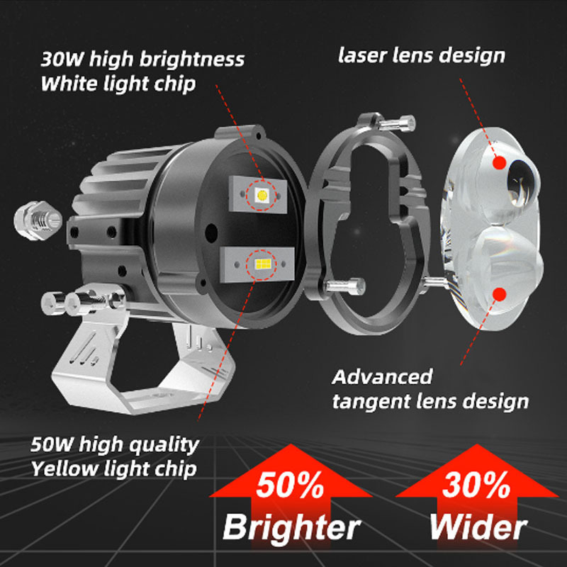 3.2 Inch 60W LED motorcycle dual-light lens headlights fog lights