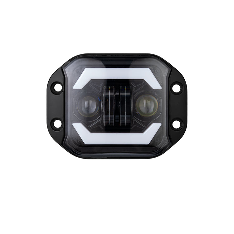 DC12-80V 26W Outdoor Low Beam/High Beam+Angel Ring LED Work Light White And Yellow Dual Color+DRL 