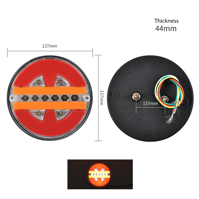 12V/ 24V Turning Flowing Round LED Truck Tail Light YN-TLC104