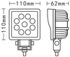 9Leds 27W 4inch Square Work Light