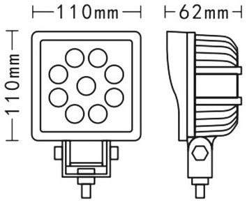 9Leds 27W 4inch Square Work Light