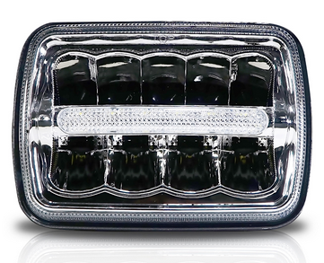 5x7 Inch 20W/24W Square LED Headlight High Low Beam, Halo Ring, Turning Signal Headlamps 