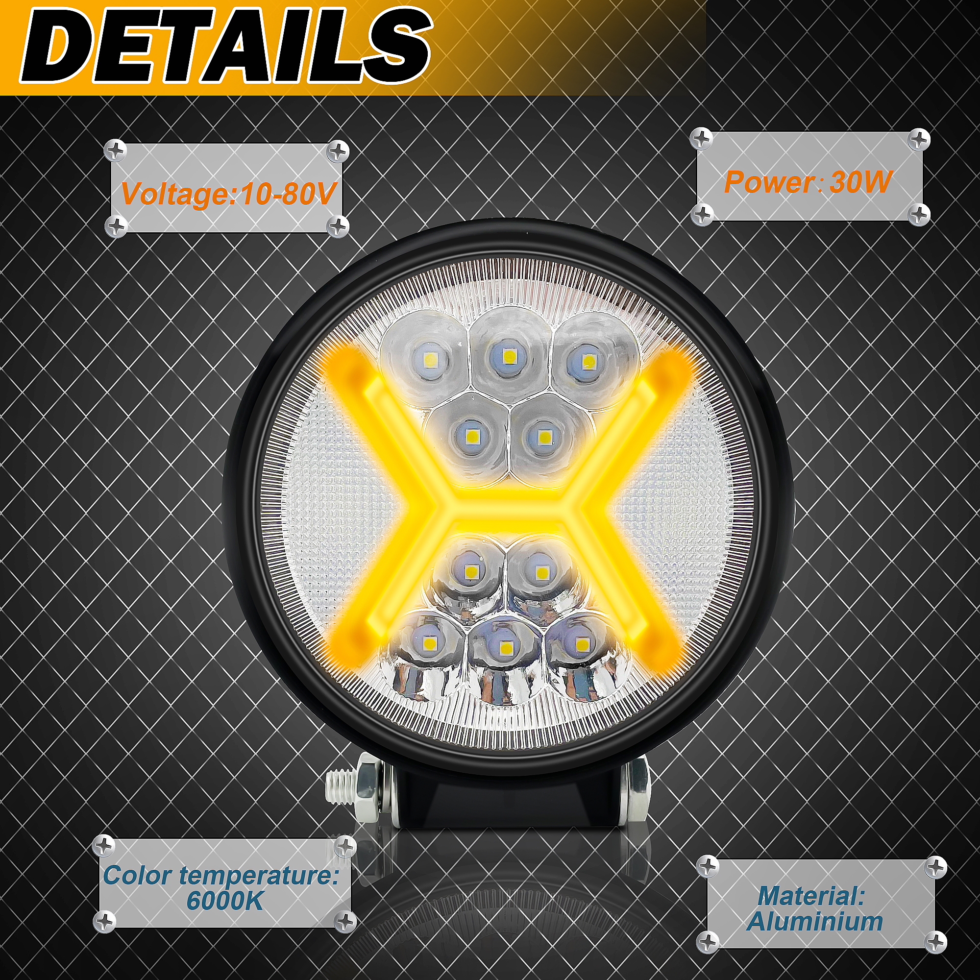 4.5 Inch 30W Round LED Work Lights (5)