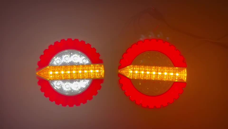 24V LED Flowing Hamburger 4-Inch Round Tail Light YN-TLC140