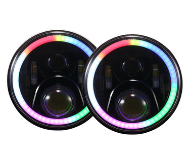 45W/30W 7Inch RGB LED Headlights High Low Beam Halo Ring for Pick-ups