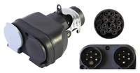 13-Pin to Dual 7-Pin Trailer Adapter, European Style 13 to 2x7 Way Towing Socket Splitter with Locking Bracket YN-WR-41